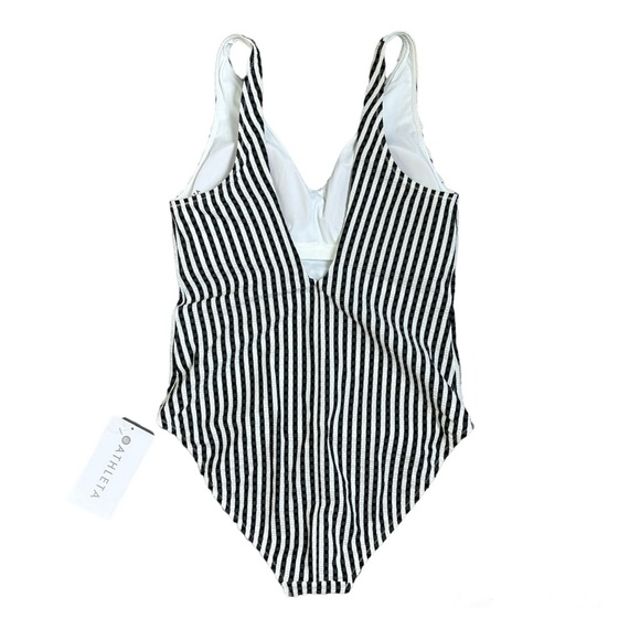 NWT Athleta Stripe Seersucker V-Neck One Piece Black & White Women’s Size Small - Picture 4 of 9